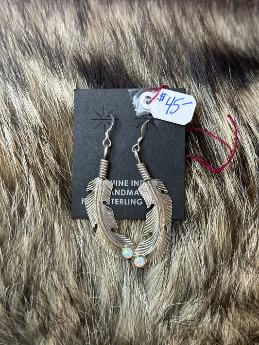 Native American Indian Jewelry Sterling Silver Turquoise Feather Earrings -  Louise Joe